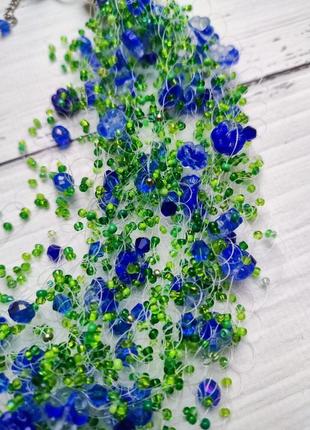 Кольє з синіми квітами5 фото
