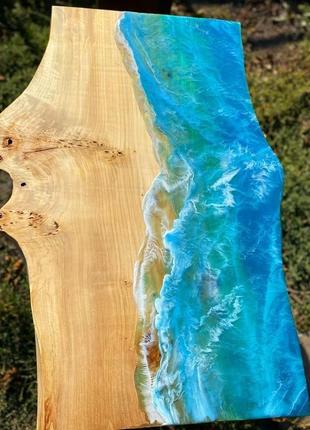 Картина из дерева и эпоксидной смолы море3 фото