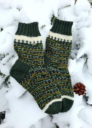 Шкарпетки вовняні вязані спицями5 фото