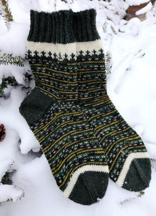 Шкарпетки вовняні вязані спицями4 фото