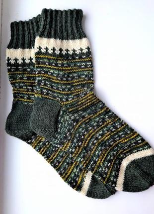 Шкарпетки вовняні вязані спицями2 фото