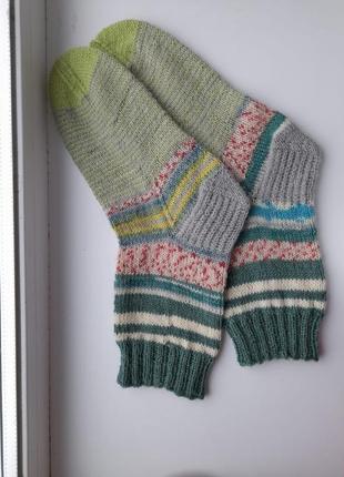 Шкарпетки вовняні вязані спицями6 фото