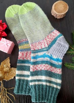 Шкарпетки вовняні вязані спицями3 фото