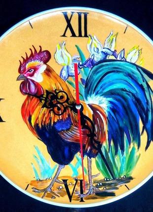 Часы настенные, настенные часы, часы с петухом, подарочные часы, керамические часы