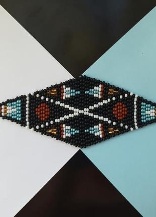 Браслет из бисера, этнический браслет, подарок на 8 марта, черный браслет этно стиль2 фото