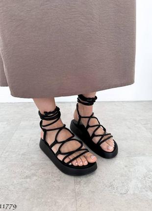 Топовые женские босоножки на завязках сандалы из шнуровкой гладиаторы8 фото