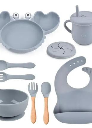 Силиконовая посуда набор посуды для младенцев1 фото