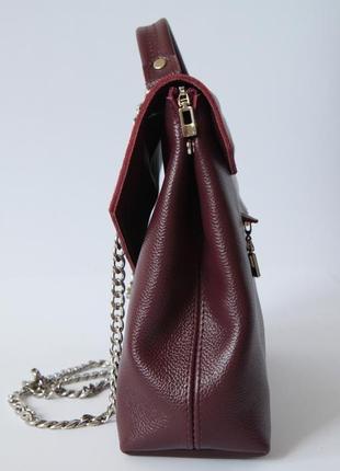 Стильная женская сумка (кожа) цвета марсала4 фото
