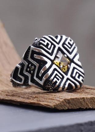 Серебряное кольцо "shipibo" | серебряное кольцо с цитрином