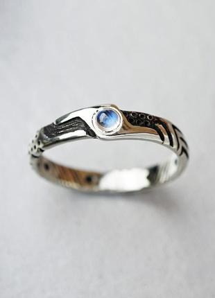 Мужское серебряное кольцо 'luke' | кольцо с лунным камнем | мужское кольцо с камнем