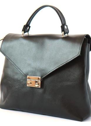 Стильна жіноча сумка-портфель з натуральної шкіри2 фото