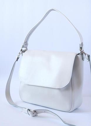 Біла сумка з натуральної шкіри2 фото