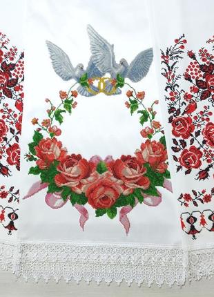 Рушник свадебный венок  ручная вышивка бисером1 фото