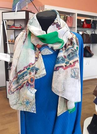 Палантин шарф жіночий різнокольоровий шифоновий двосторонній, подарунок для неї2 фото