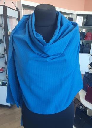 Палантин шарф женский синий двусторонний хлопок, подарок для нее2 фото