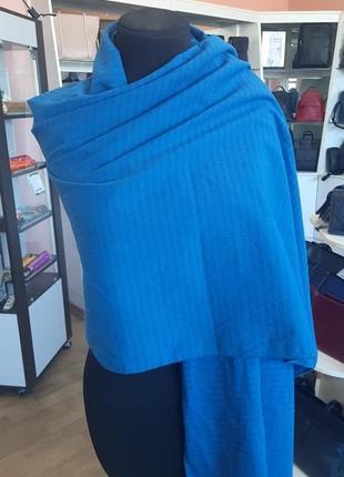 Палантин шарф женский синий двусторонний хлопок, подарок для нее5 фото