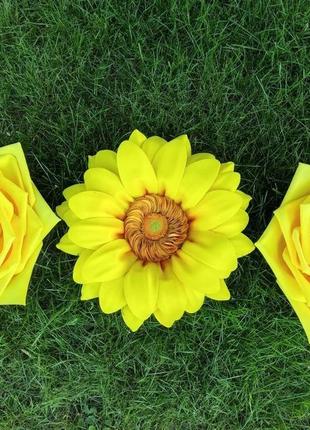 Великі декоративні квіти. великий соняшник,троянди з фоамірану3 фото