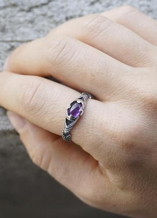 Мужское серебряное кольцо 'argo' | кольцо с аметистом | мужское кольцо с камнем5 фото