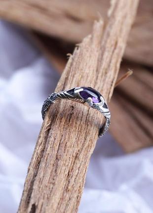 Мужское серебряное кольцо 'argo' | кольцо с аметистом | мужское кольцо с камнем3 фото