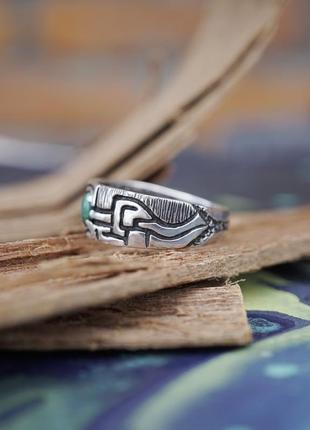 Мужское серебряное кольцо 'vert' | кольцо с малахитом | мужское кольцо с камнем4 фото