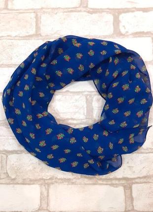 Палантин женский шарф синий шифоновый двусторонний "совы", подарок для нее7 фото
