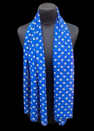 Палантин шарф жіночий синій шифоновий двосторонній "сови", подарунок для неї2 фото