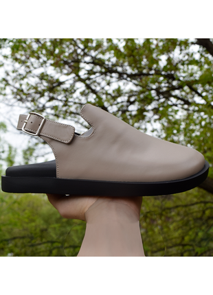 Кожаные тапочки клоги женские new collection