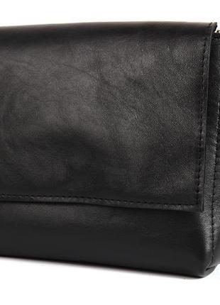 Стильна шкіряна сумка через плече (чорна)2 фото