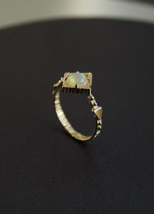 Золотое кольцо "golden lake" | кольцо с опалом | размер 15 1/45 фото