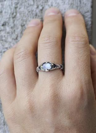 Серебряное кольцо с лунным камнем "argo"5 фото