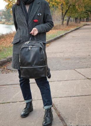 Стильный кожаный городской рюкзак (унисекс)2 фото