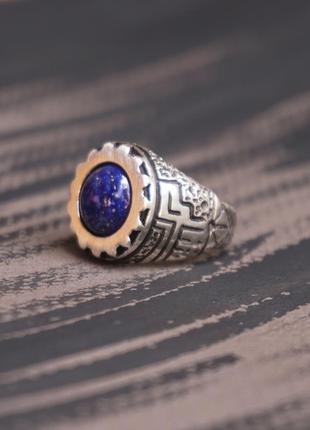 Мужской серебряный перстень с камнем лазурит "skyway"4 фото