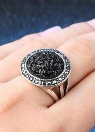 Кольцо кольцо бохо черная шпинель стиль винтаж1 фото
