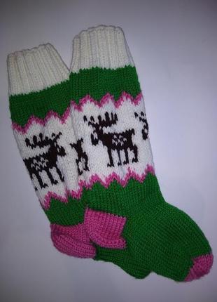 Новорічні шкарпетки з оленями1 фото