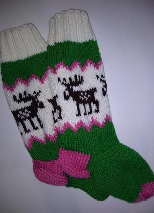 Новорічні шкарпетки з оленями2 фото