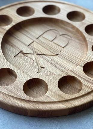 Пасхальна дерев'яна персоналізована тарілка для крашанок паски сервіровка столу1 фото