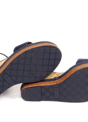 Кожаные женские босоножки gant stylish wedge - dark blue оригинал5 фото