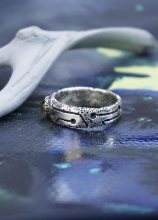 Мужское серебряное кольцо с цитрином "glow"5 фото