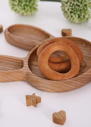 Персонализированная деревянная тарелка зайчик оригинальный подарок ребенку7 фото