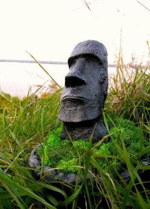 Кашпо з стабілізованим мохом, істукан моаі з острову пасхи4 фото