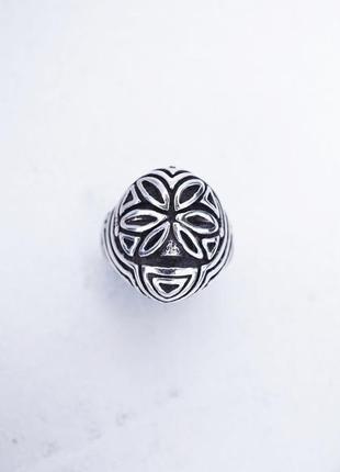 Мужское серебряное кольцо "flower face"4 фото