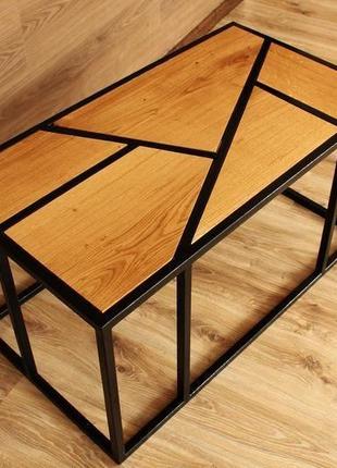 Оригинальный кофейный столик из дерева и металла, журнальный столик в гостиную4 фото