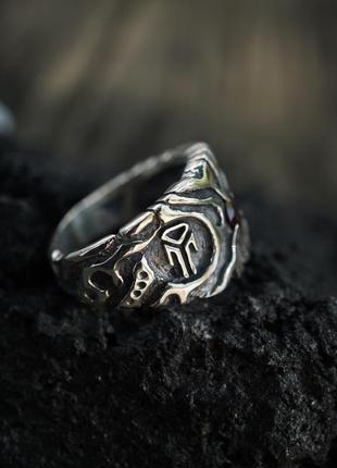 Широкое серебряное кольцо с гранатом "rain"6 фото