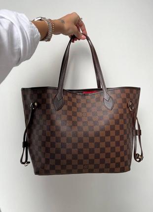 Жіноча сумка шопер в стилі louis vuitton neverfull brown