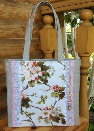Текстильна сумка " квіти яблуневі"