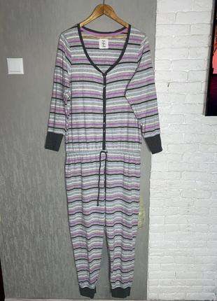 Трикотажное кигуруми на пуговицах цельная хлопковая пижама marks &amp; spencer, xxxl6 фото