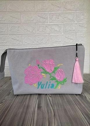 Велика косметичка з іменною вишивкою