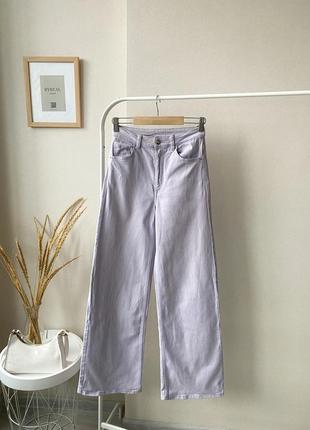 H&amp;m бузковые широкие джинсы клеш трубы wide leg фиолетовые лавандовые светлые1 фото