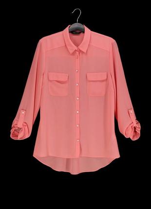 Брендовая шифоновая кораллово-розовая блузка "new look". pазмер uk10/eur38.5 фото