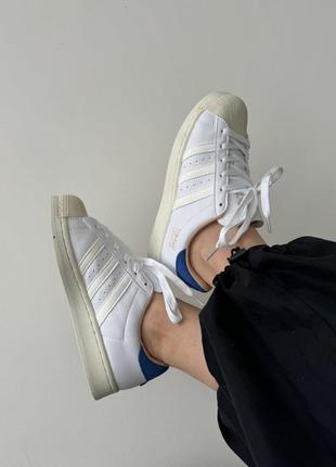 Адидас суперстар кеды белые adidas superstar white/blue5 фото